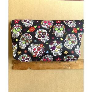 Makeup Cosmetics Bag Sugar Skull Purse Size Punk or Steampunk Style New